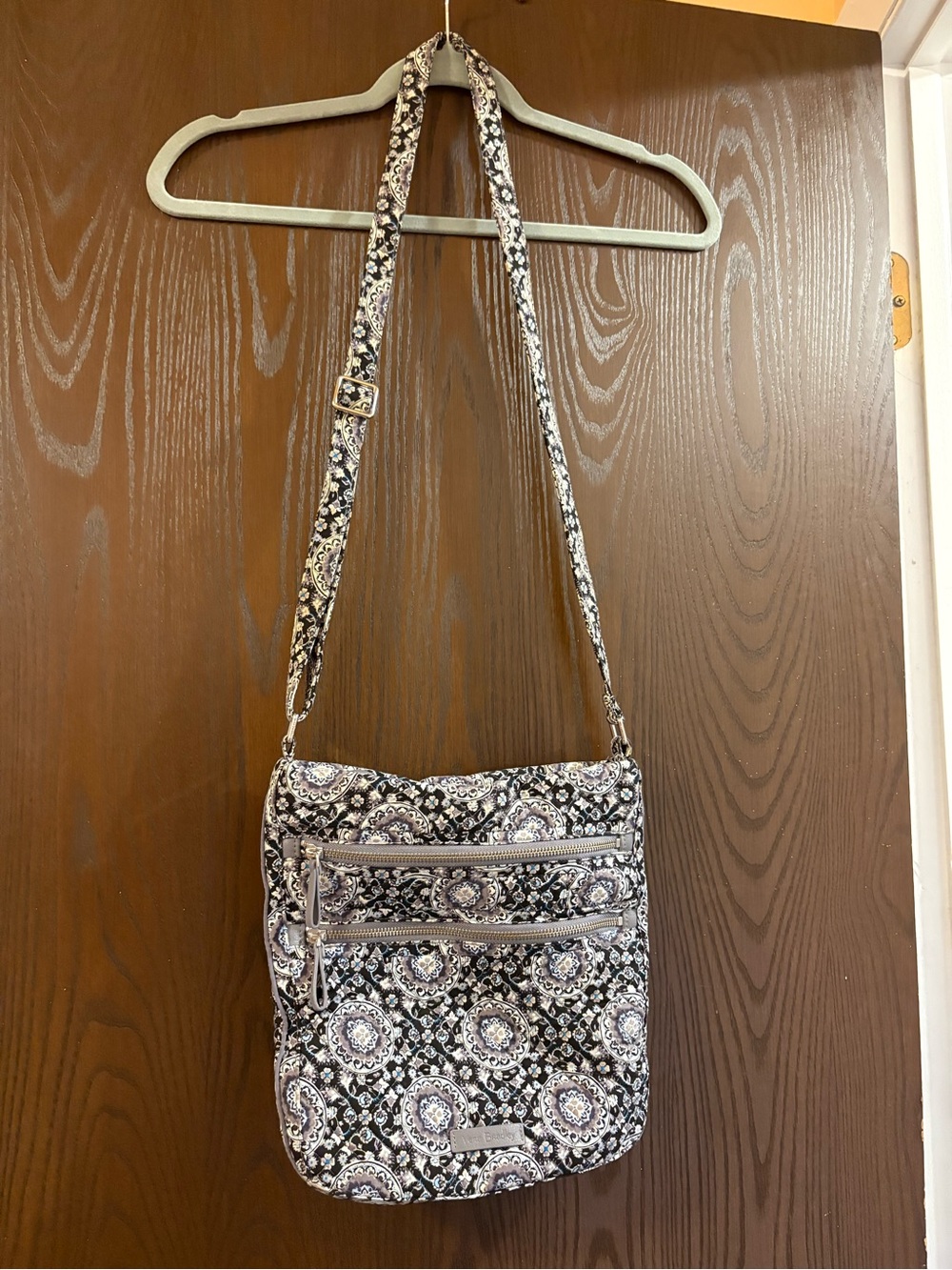 Vera Bradley Quilted Crossbody Bag in Blue and White Paisley